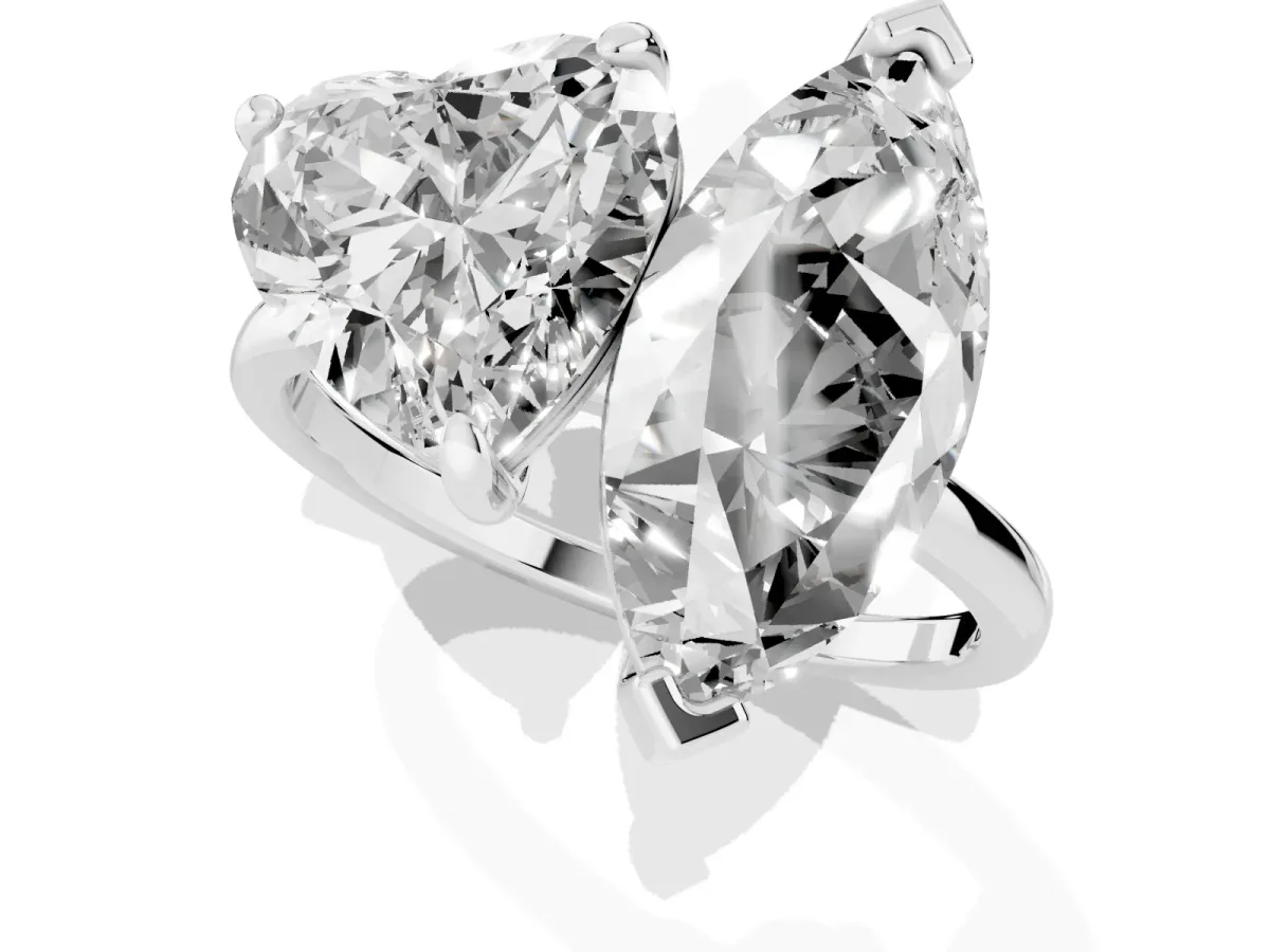 Heart and Marquise Toi Moi Ring with Prong Setting and Micro Pave Band White gold