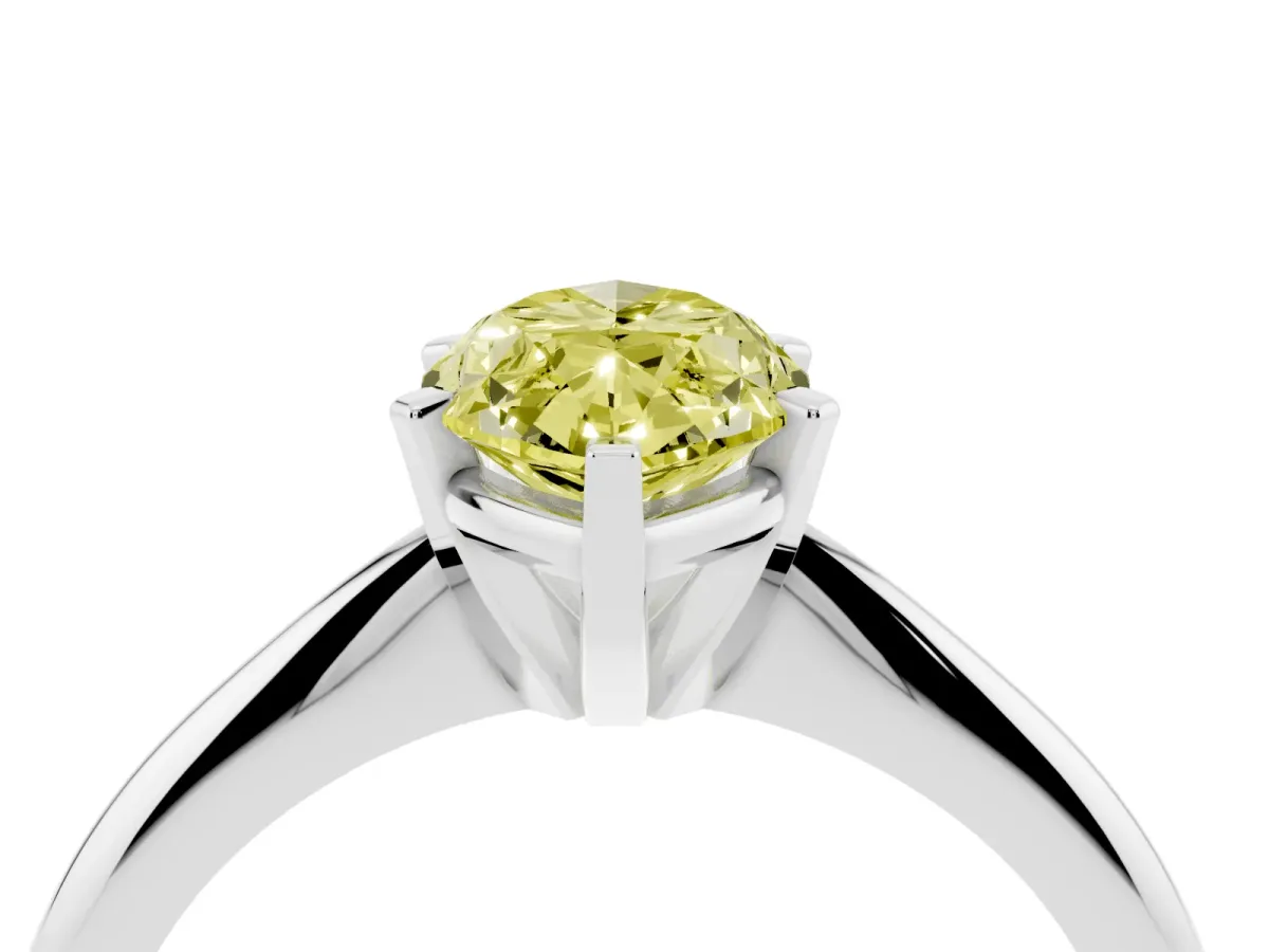 Fancy Yellow Marquise Cut Cut Solitaire Ring with Four-Prong Setting on a Classic Band Platinum