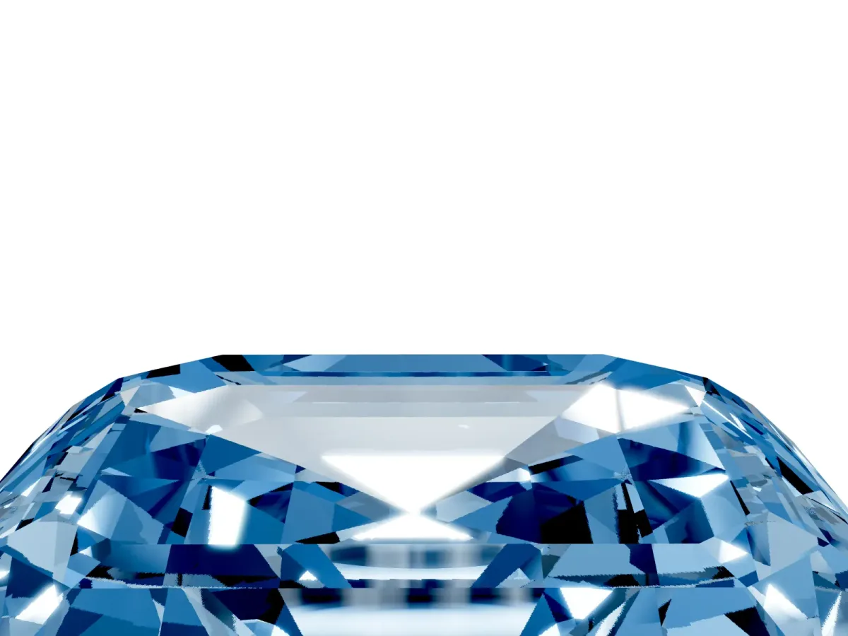 Fancy Blue Asscher Cut Halo Diamond Ring with Milgrain Edge and Round Prong Setting Silver