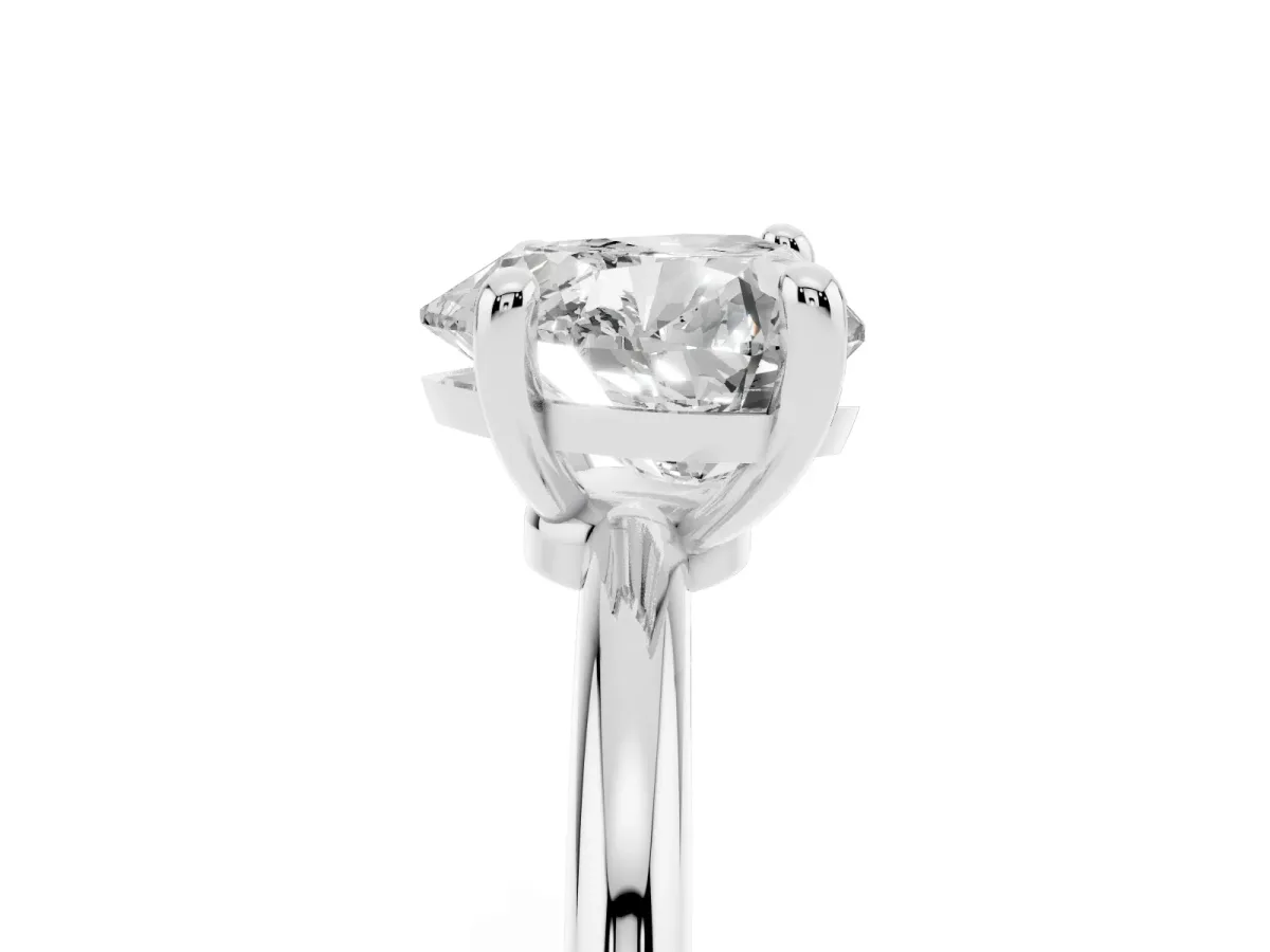 Heart Cut Solitaire Diamond Ring with 4-Prong Setting on a Classic Band Silver