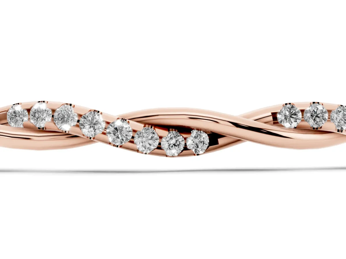 Twisted Diamond Round-Cut Cable Chain Bracelet with Bezel Setting Rose gold