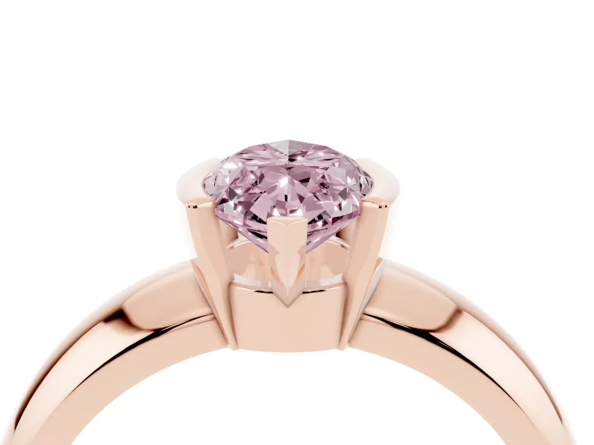 Fancy Pink Marquise Cut Solitaire Tension Set Diamond Ring with Wide Band Rose gold