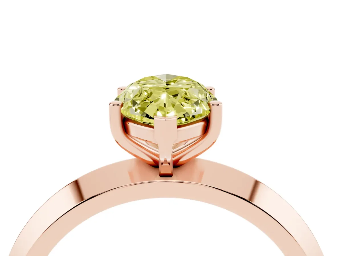 Fancy Yellow Marquise Cut Cut Solitaire Engagement Ring with Flat Band and Four-Prong Setting Rose gold