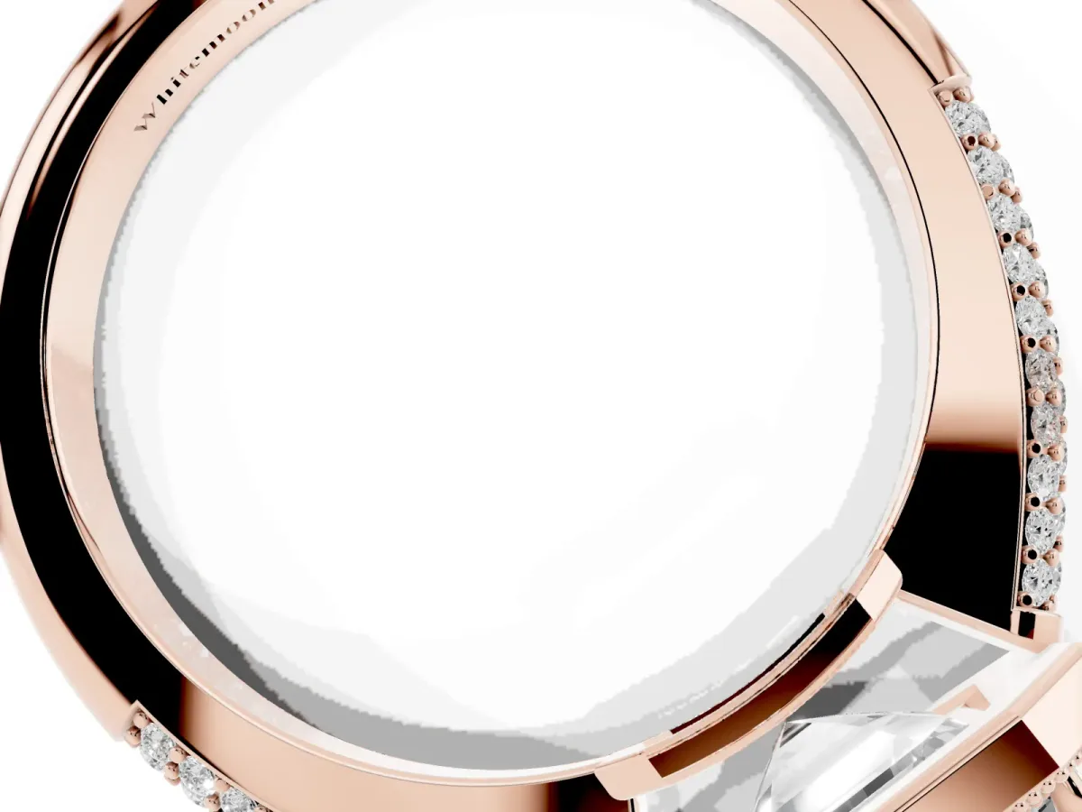 Asscher Cut Cut Halo Diamond Pave Band with Four-Prong Setting Rose gold