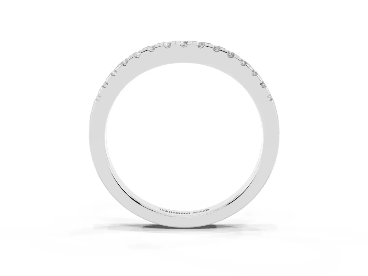 Pavé Round Diamond Curved Band with Shared Prong Setting Platinum