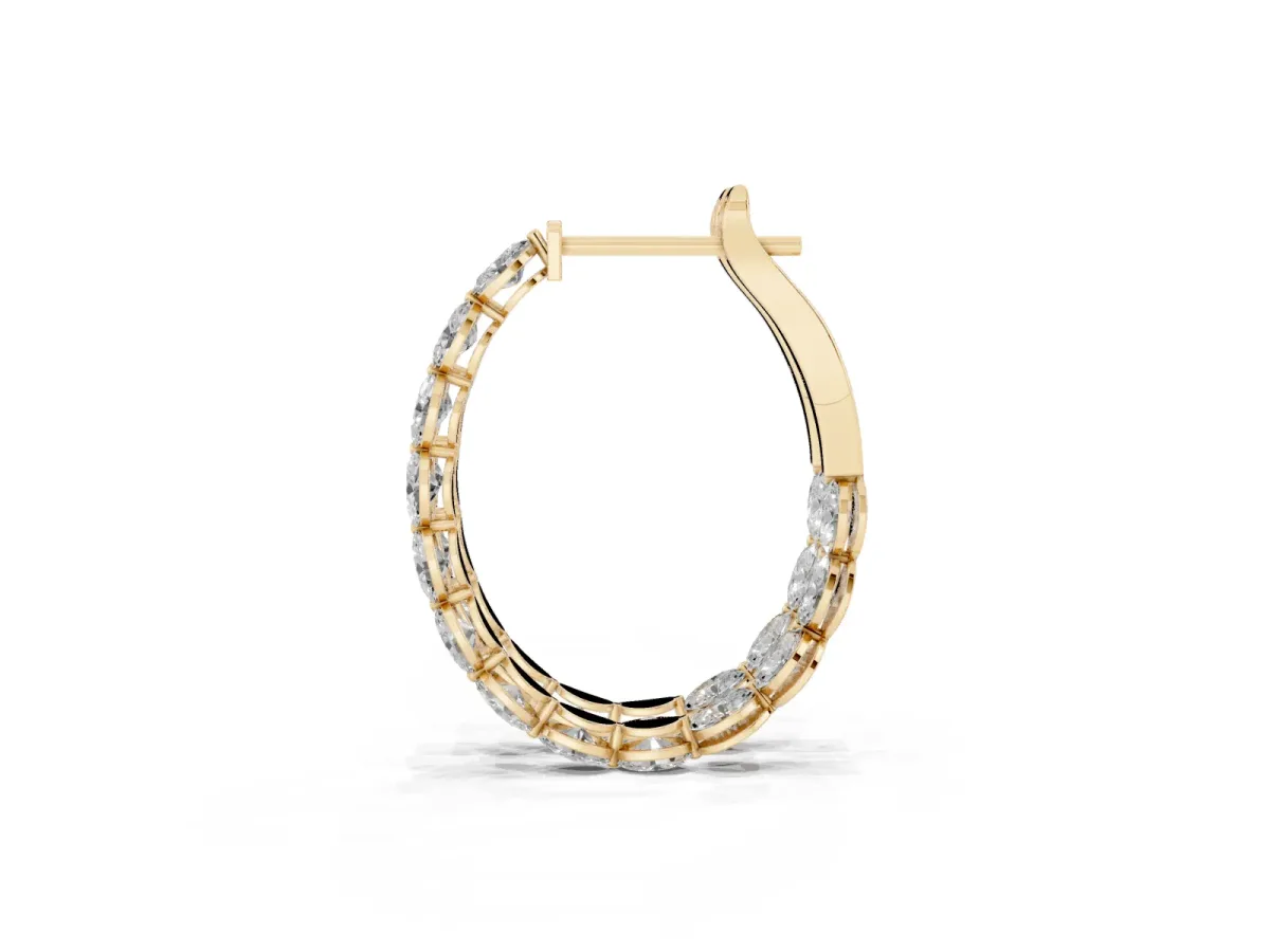 Oval Cut Diamond Inside-Out Hoop Earrings Yellow gold