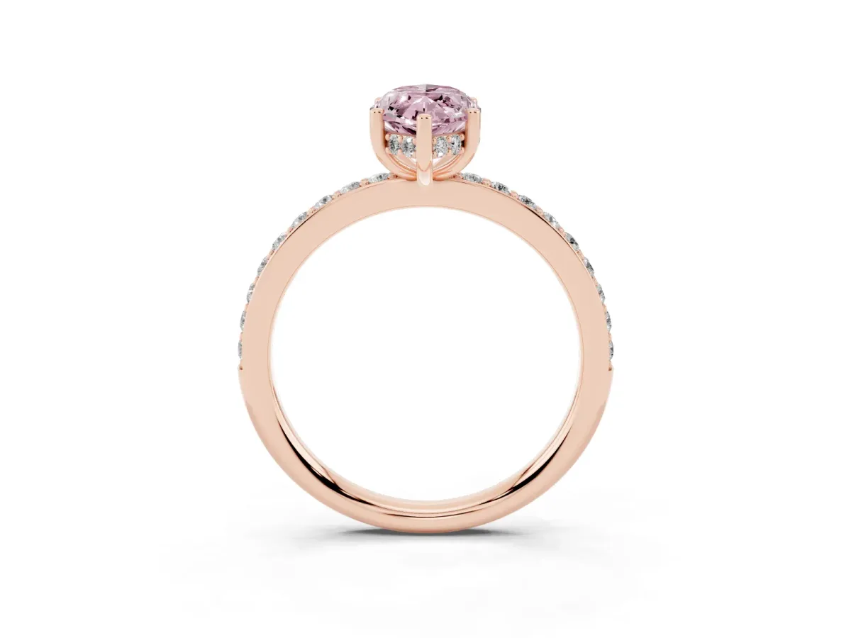 Fancy Pink Marquise Cut Cut Diamond Pavé Band Ring with Four-Prong Setting Rose gold