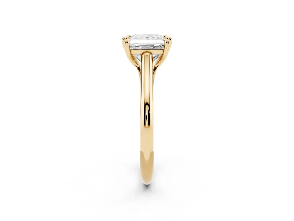 Princess Cut Solitaire Engagement Ring with Six-Prong Setting and Classic Band Yellow gold