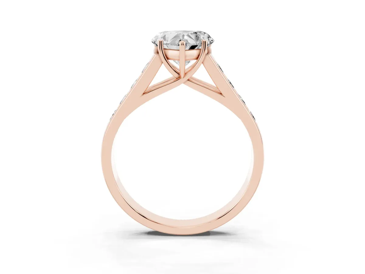 Heart Cut Solitaire Channel-Set Diamond Engagement Ring with Four-Prong Setting Rose gold