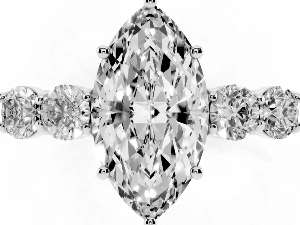 Marquise Cut Cut Diamond Five-Stone Prong Set White Gold Ring White gold