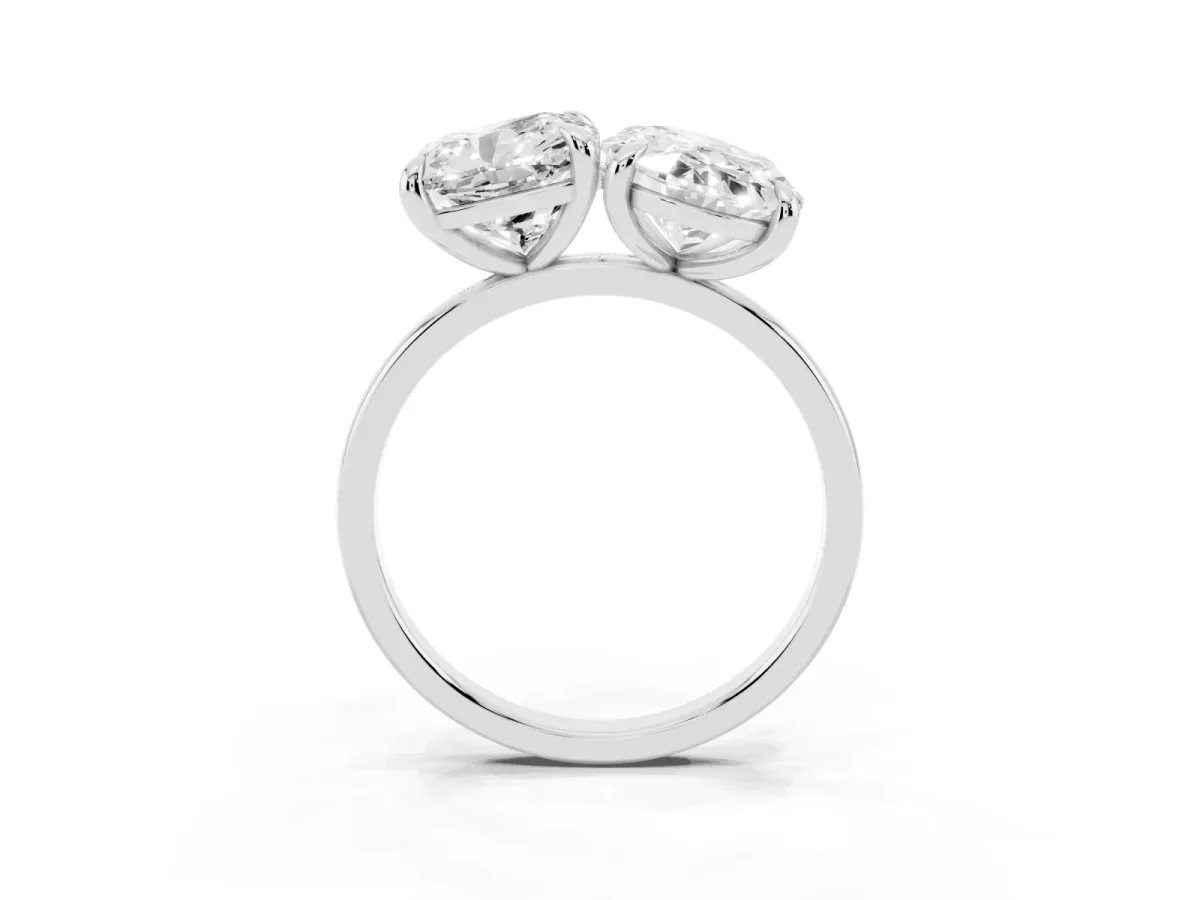 Oval and Cushion Toi Moi Ring with Prong Setting and Plain Band Silver