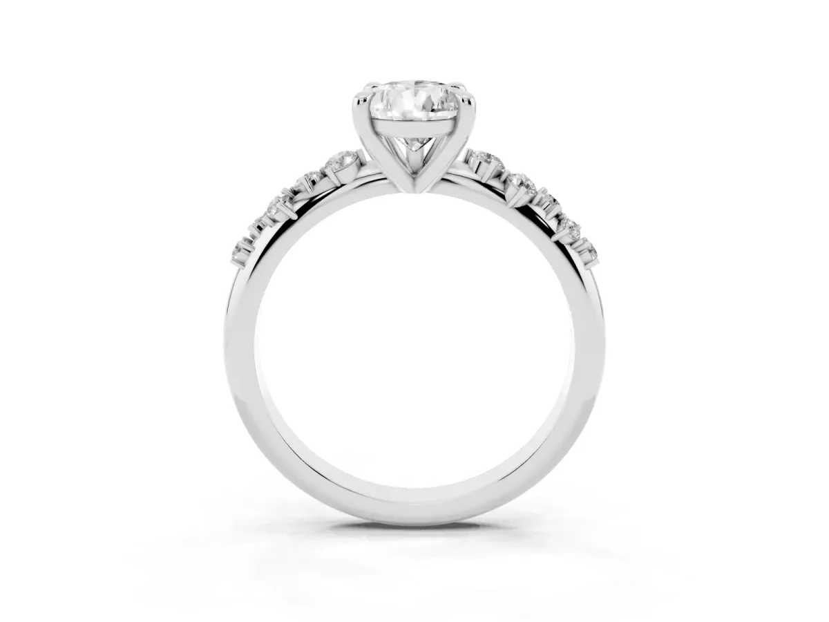 Pear Cut Cut Diamond Vine Band with Four-Prong Setting Silver