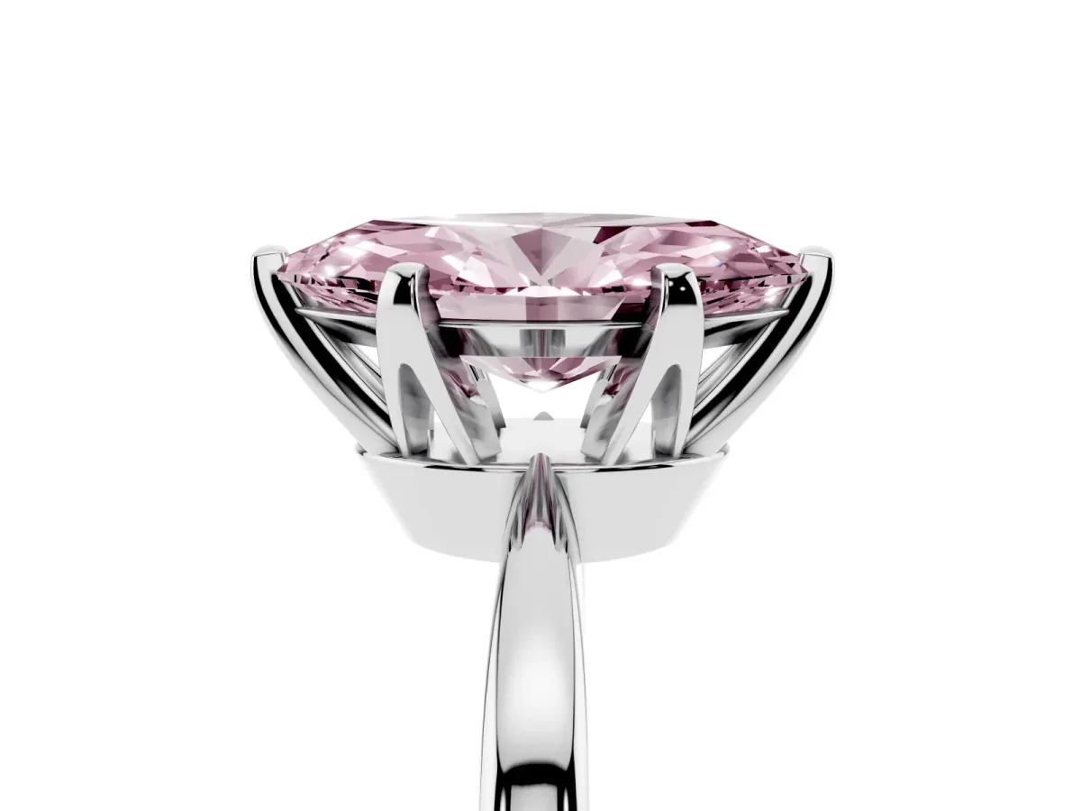 Fancy Pink Marquise Cut Solitaire Engagement Ring with Six-Prong Setting and Tapered Band White gold