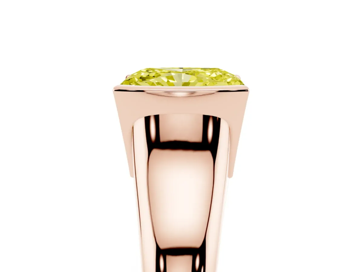 Fancy Yellow Radiant Cut Solitaire Tension Set Diamond Ring with Split Shank Band Rose gold