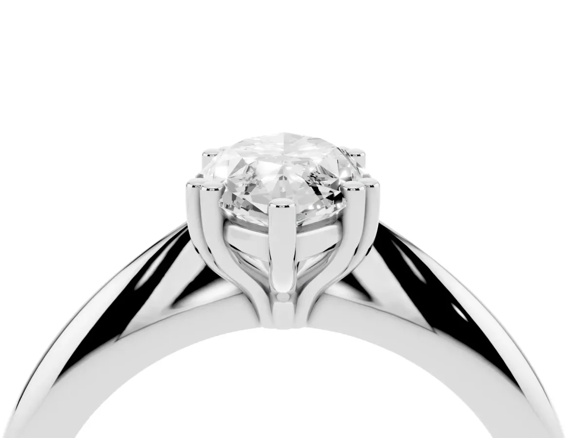 Marquise Cut Cut Solitaire Engagement Ring with Tapered Band and Four-Prong Setting White gold