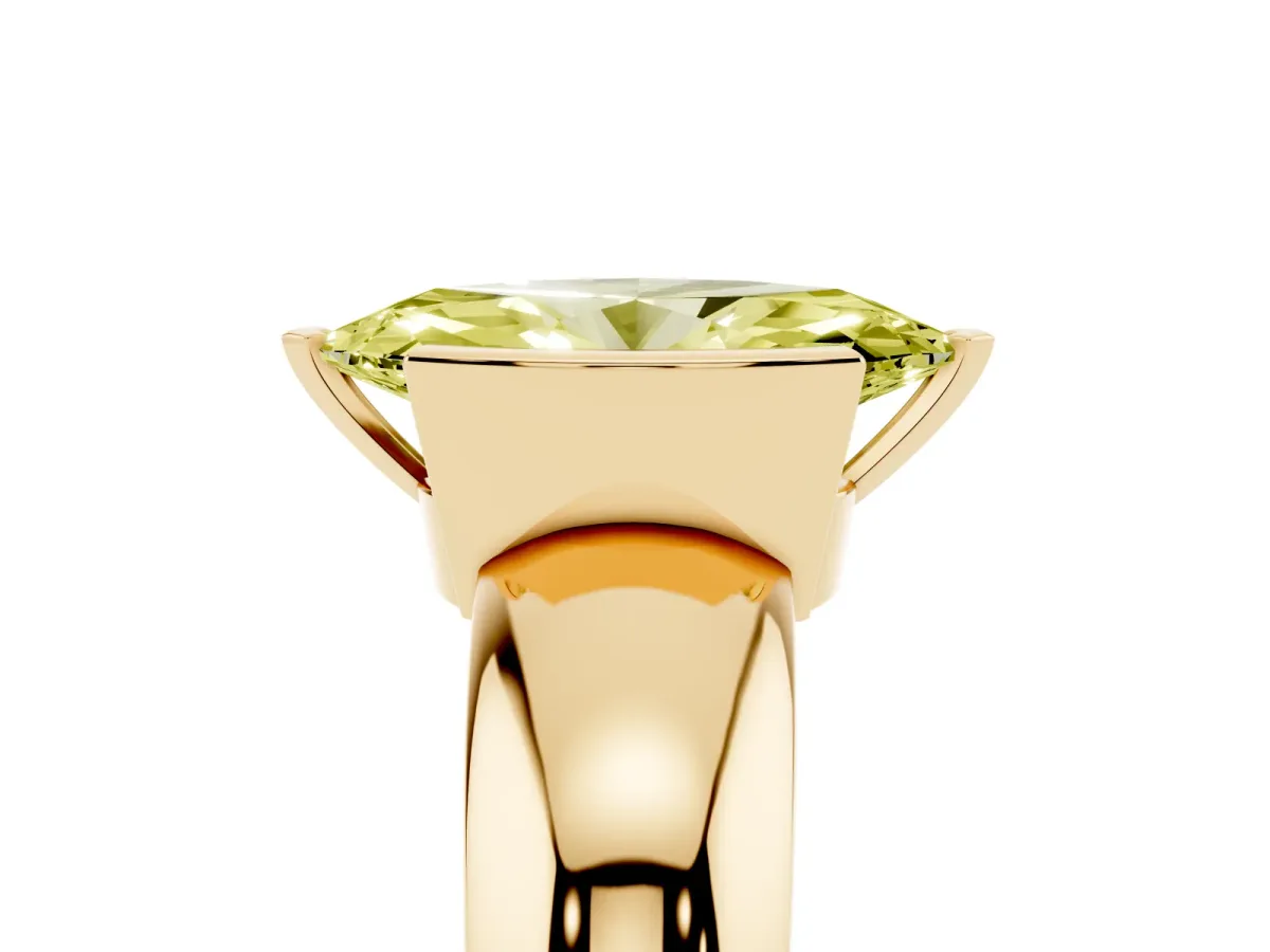 Fancy Yellow Marquise Cut Solitaire Tension Set Diamond Ring with Wide Band Yellow gold