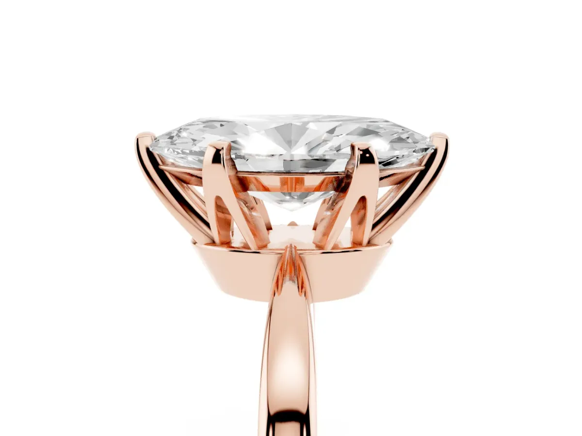 Marquise Cut Solitaire Engagement Ring with Six-Prong Setting and Tapered Band Rose gold