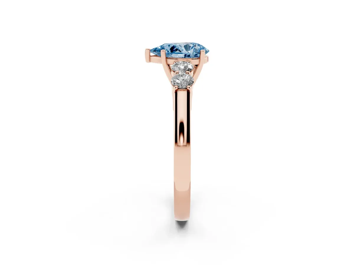 Fancy Blue Pear Cut Cut Diamond Five-Stone Prong Set White Gold Ring Rose gold
