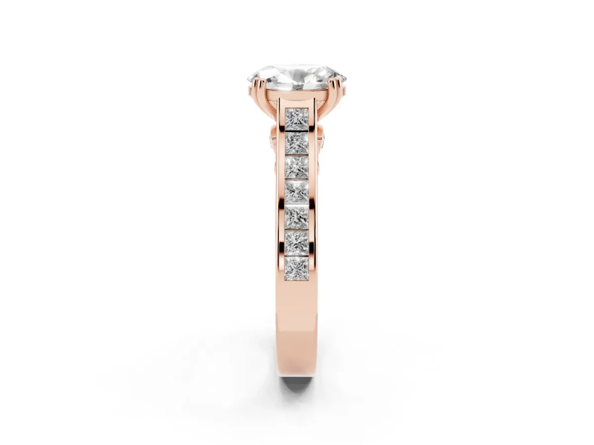 Oval Cut Cut Channel Set Solitaire Engagement Ring with Prong Setting Rose gold