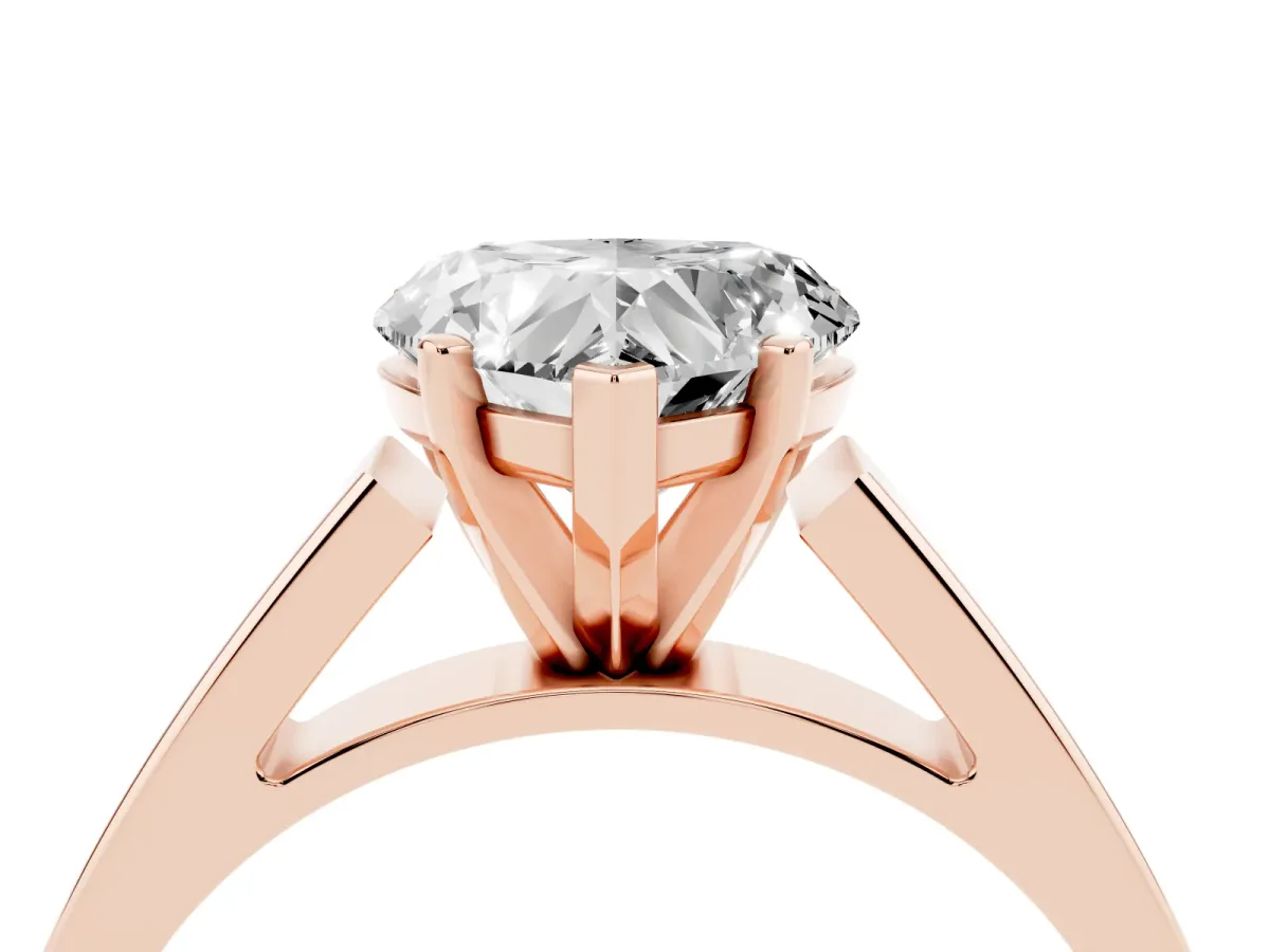 Heart Cut Solitaire Engagement Ring with Four-Prong Setting and Tapered Band Rose gold