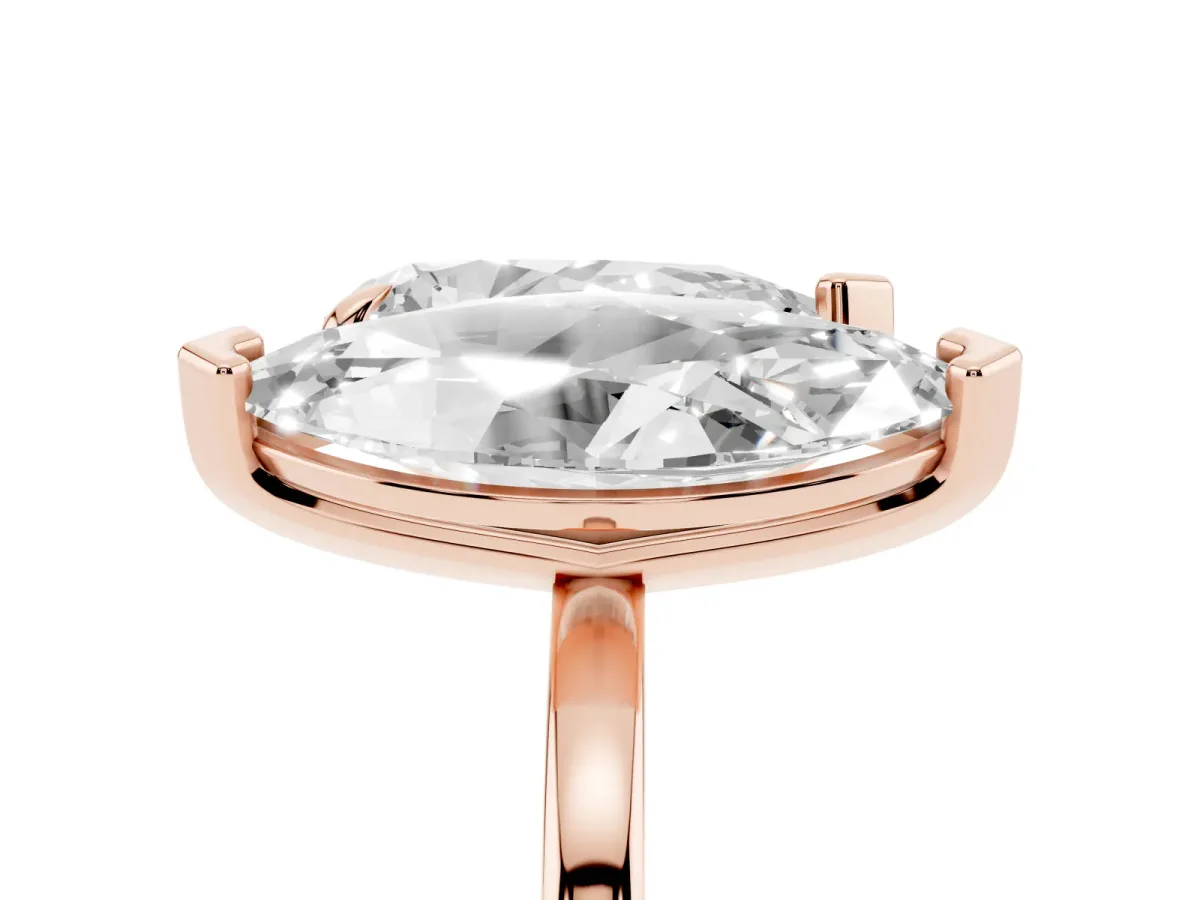 Pear and Marquise Toi Moi Ring with Prong Setting and Plain Band Rose gold