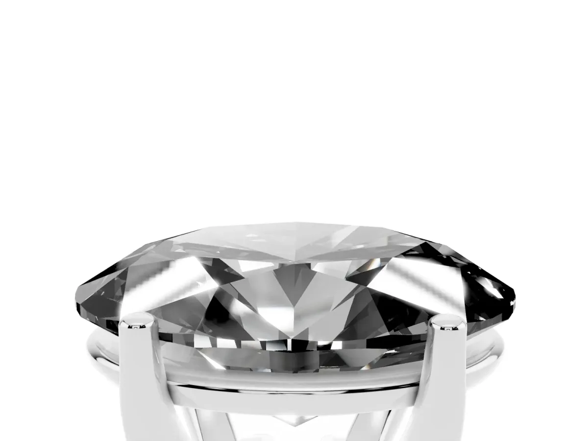Fancy Black Oval Cut Cut Diamond Solitaire Engagement Ring with Tapered Plain Band and Four-Prong Setting Silver