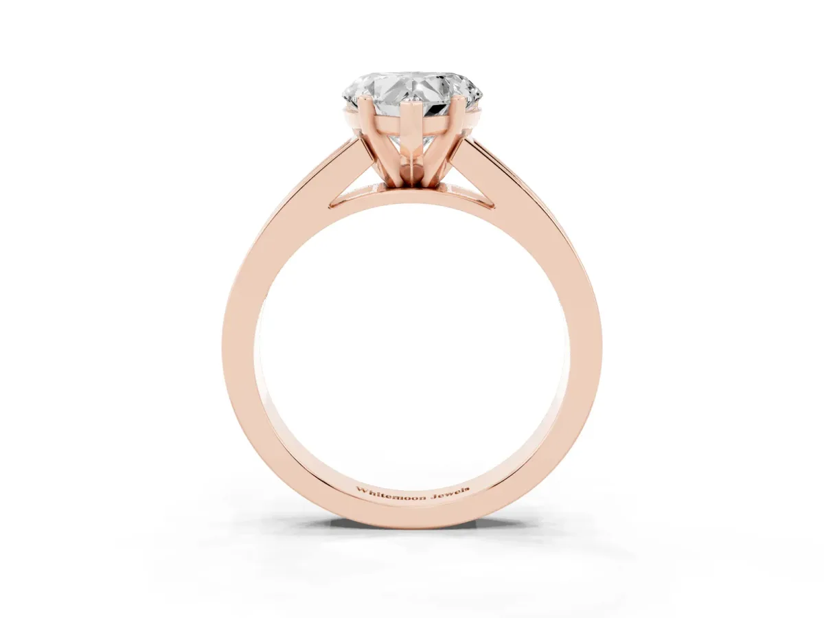 Heart Cut Solitaire Diamond Ring with Channel-Set Band and Four-Prong Setting Rose gold