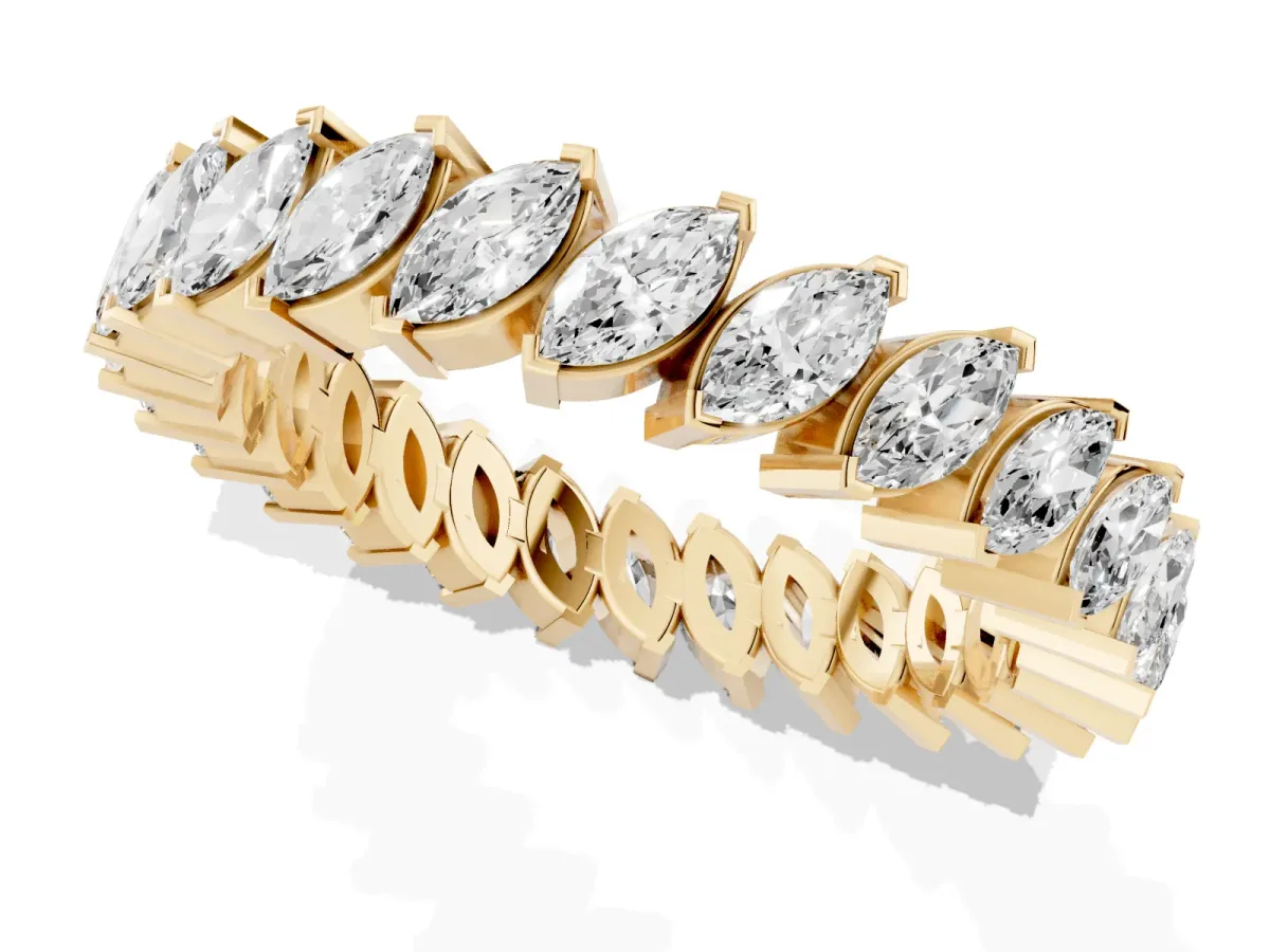 Marquise Diamond Shared Prong Full Eternity Band Yellow gold