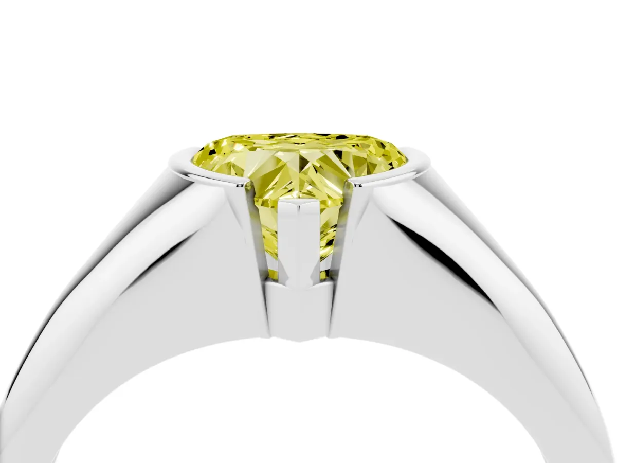 Fancy Yellow Heart Cut Solitaire Tension Set Diamond Ring Silver