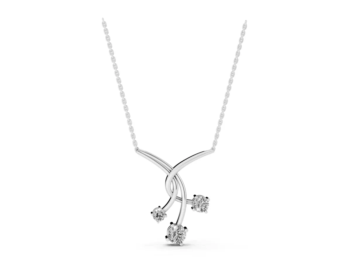 Round Diamond Prong Set Pendant White gold