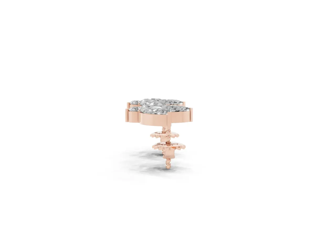 Marquise Cluster Stud Earrings with Round Prong Setting Rose gold