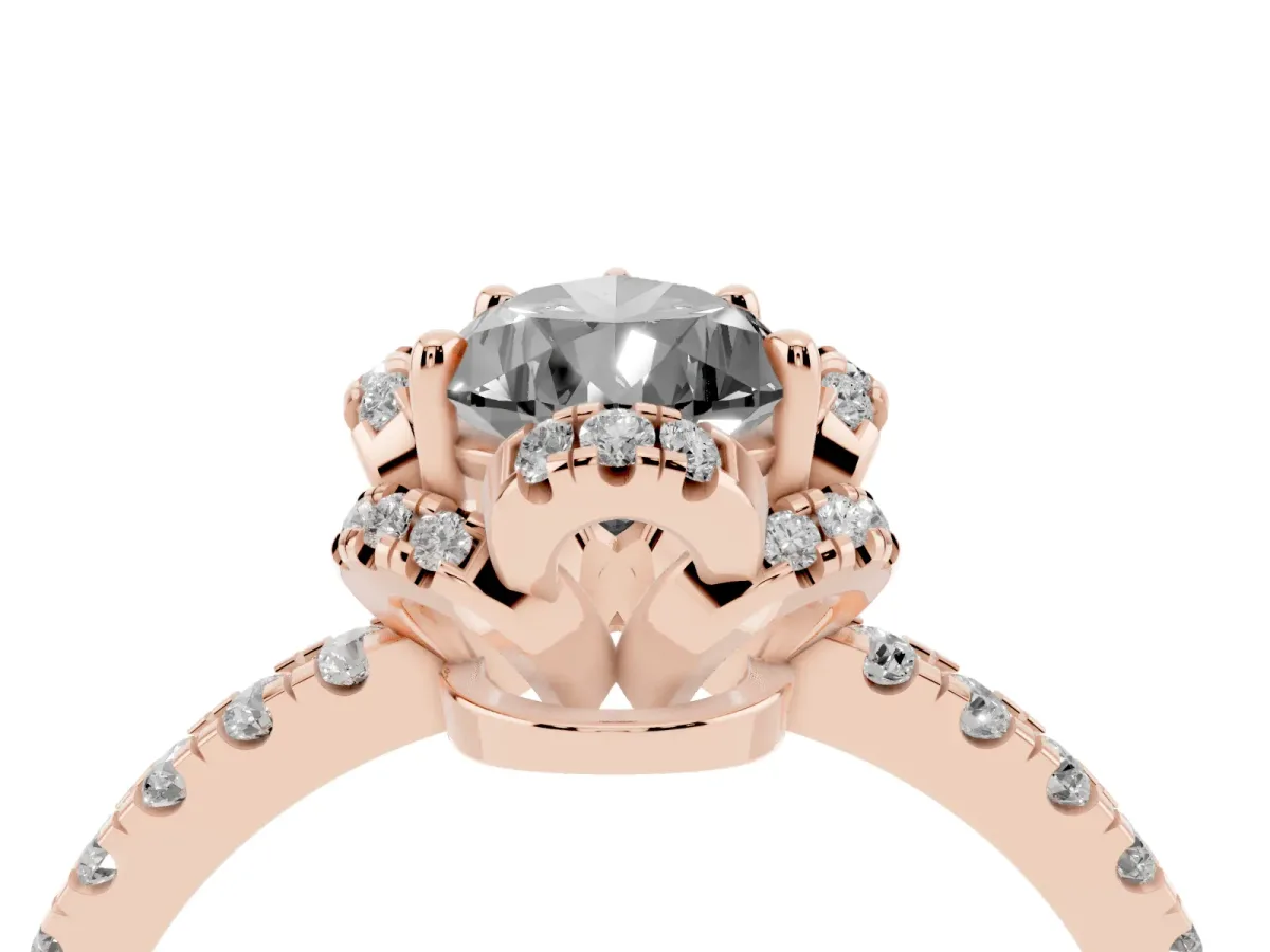 Fancy Black Pear Cut Diamond Halo Pave Band with Four-Prong Setting Rose gold