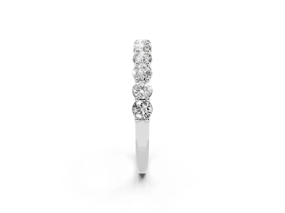 Round Diamond Half Eternity Band with Prong Setting Silver