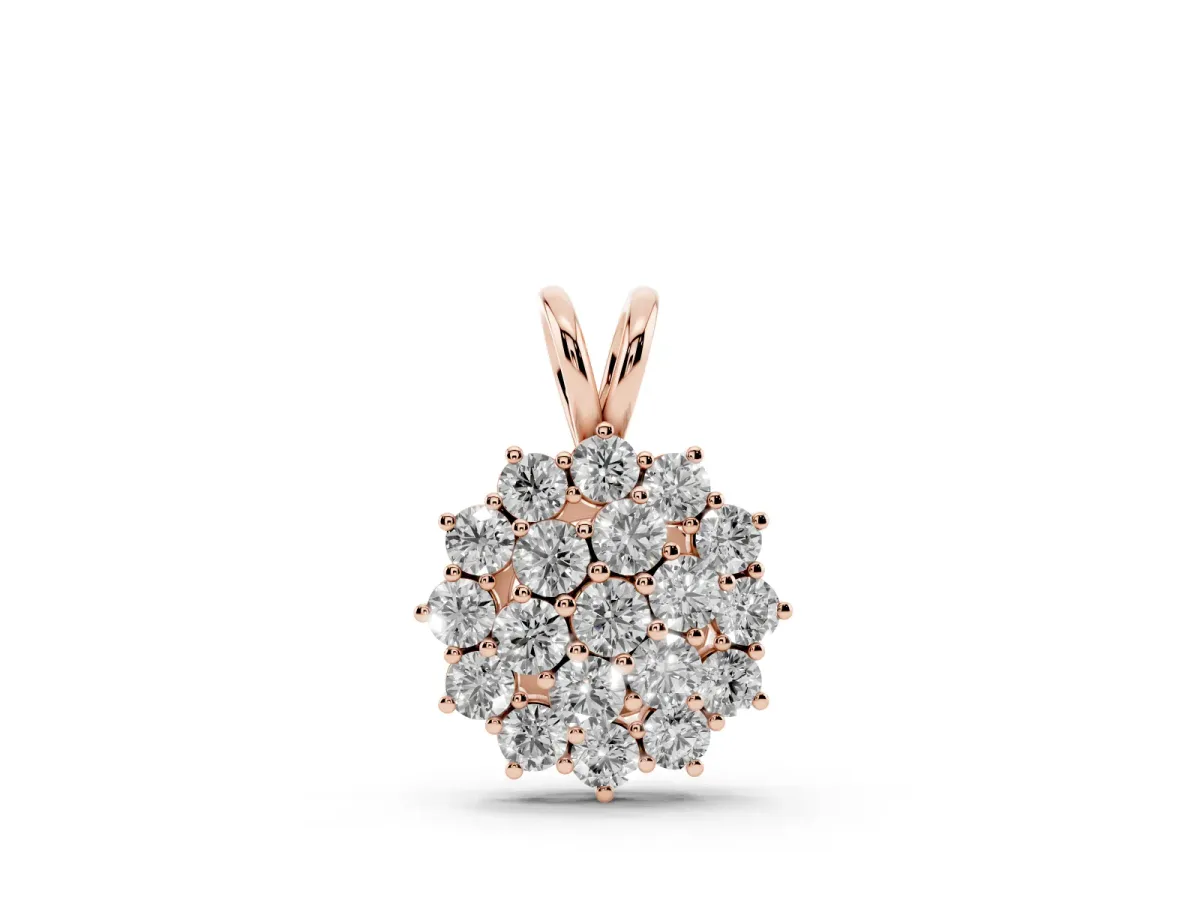 Cluster Round Diamond Prong-Set Pendant Rose gold