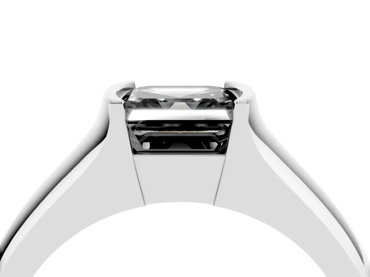 Fancy Black Asscher Cut Solitaire Bezel Set Diamond Ring with Wide Band Platinum