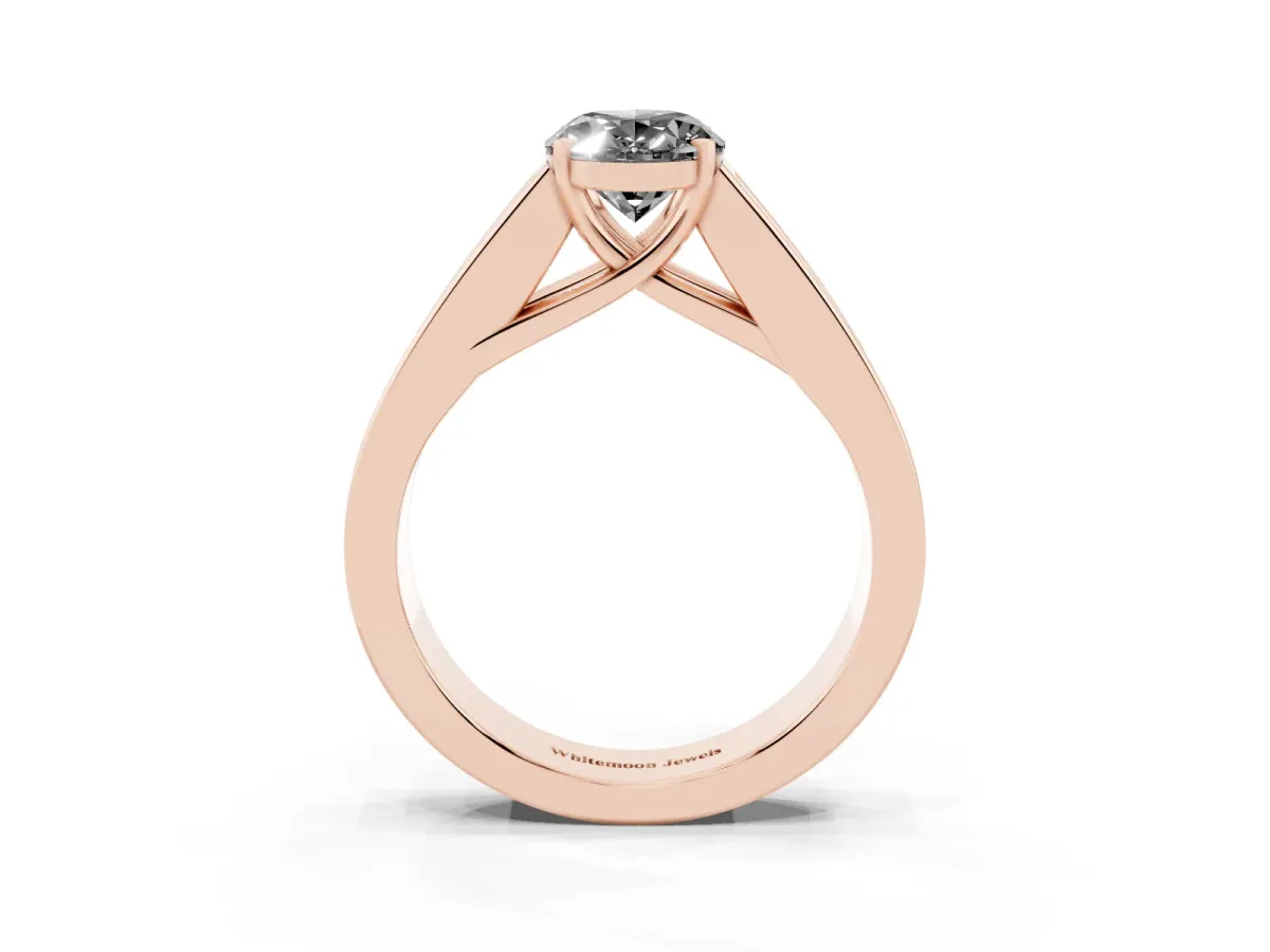 Fancy Black Oval Cut Cut Channel Set Solitaire Ring with Four-Prong Setting Rose gold