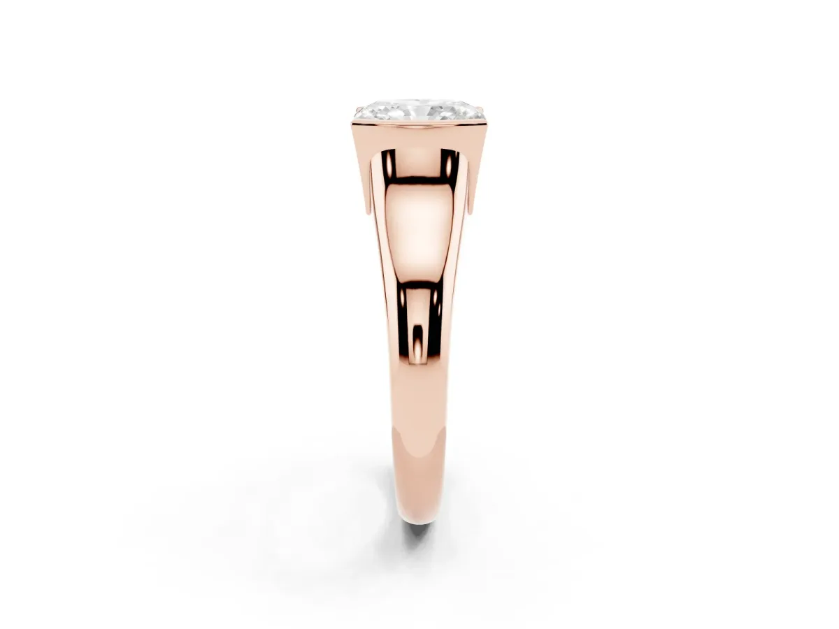 Radiant Cut Solitaire Tension Set Diamond Ring with Split Shank Band Rose gold
