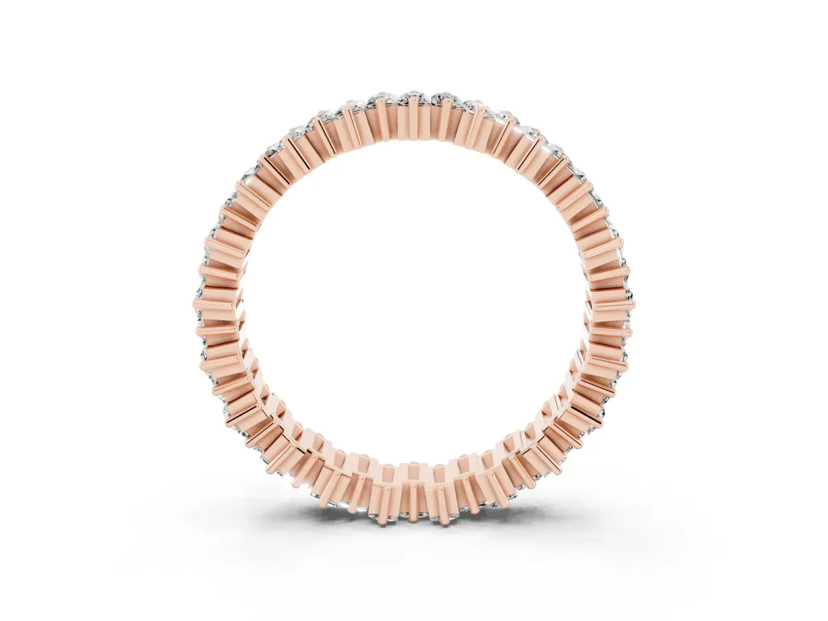 Baguette Diamond Full Eternity Ring with Prong Setting Rose gold
