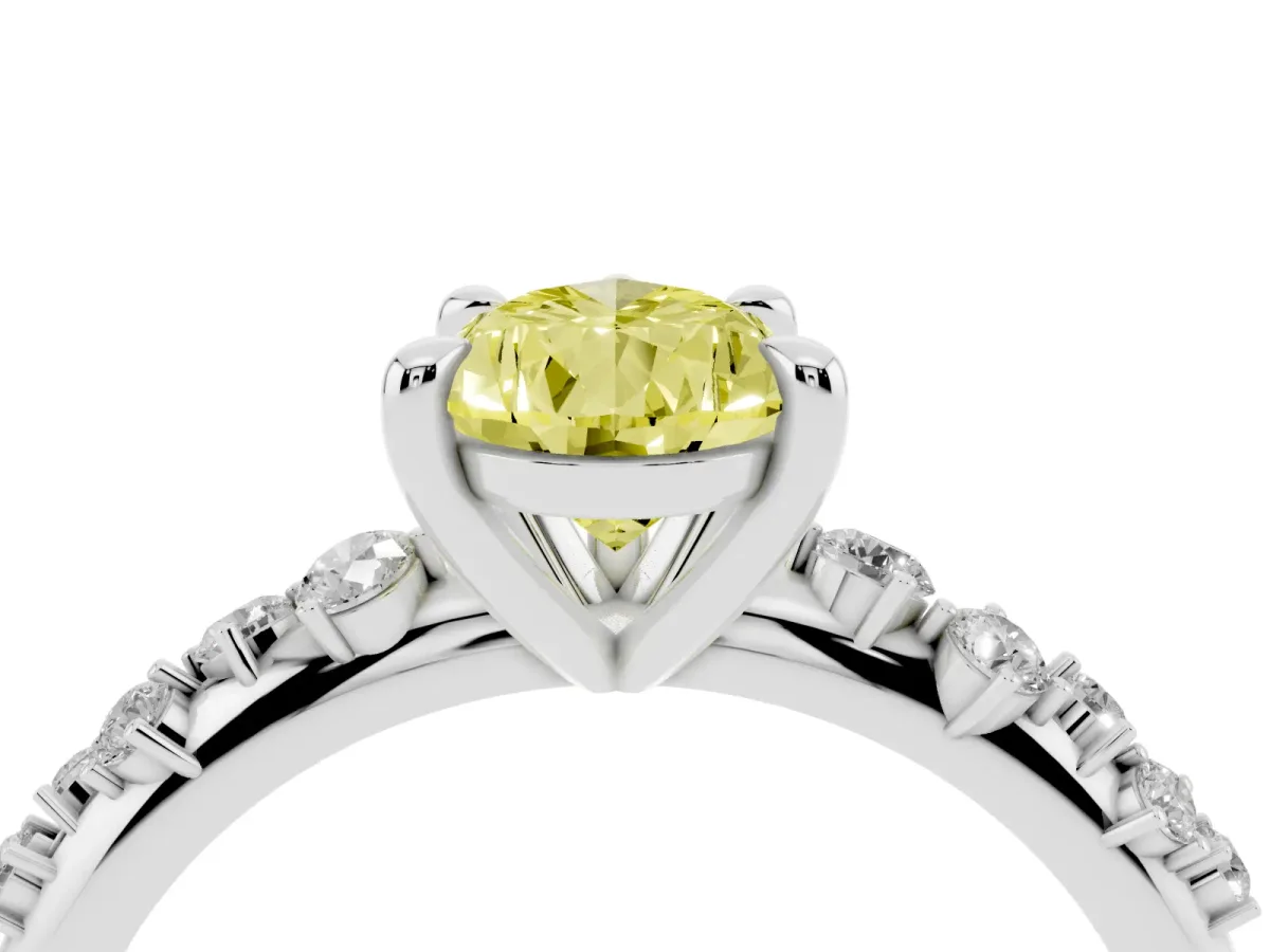 Fancy Yellow Pear Cut Cut Diamond Vine Band with Four-Prong Setting Platinum