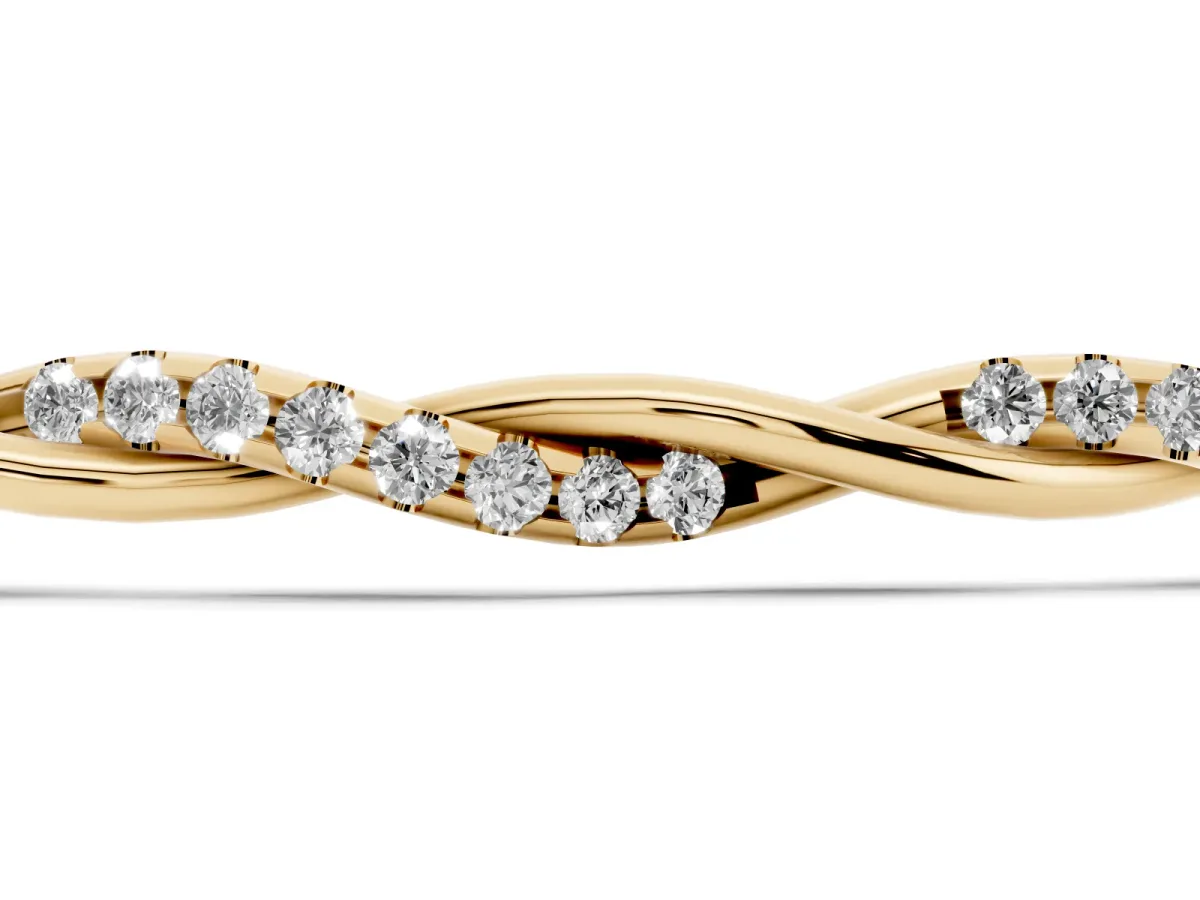 Twisted Diamond Round-Cut Cable Chain Bracelet with Bezel Setting Yellow gold