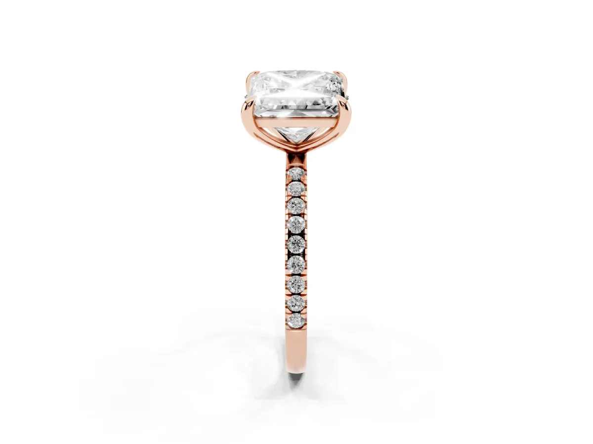 Oval and Princess Toi Moi Ring with Prong Setting and Micro Pave Band Rose gold