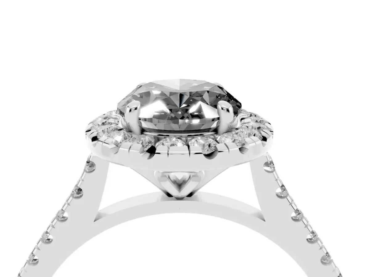Fancy Black Oval Cut Diamond Cushion Halo Ring with Pavé Band Silver