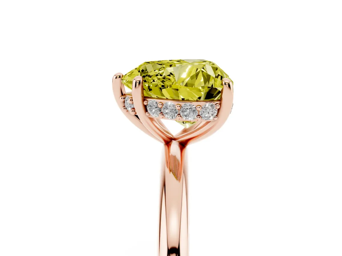 Fancy Yellow Heart Cut Solitaire Diamond Ring with a Classic Band and Four-Prong Setting Rose gold