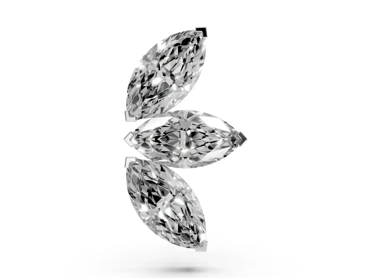 Marquise Diamond Trio Flatback Earring Silver