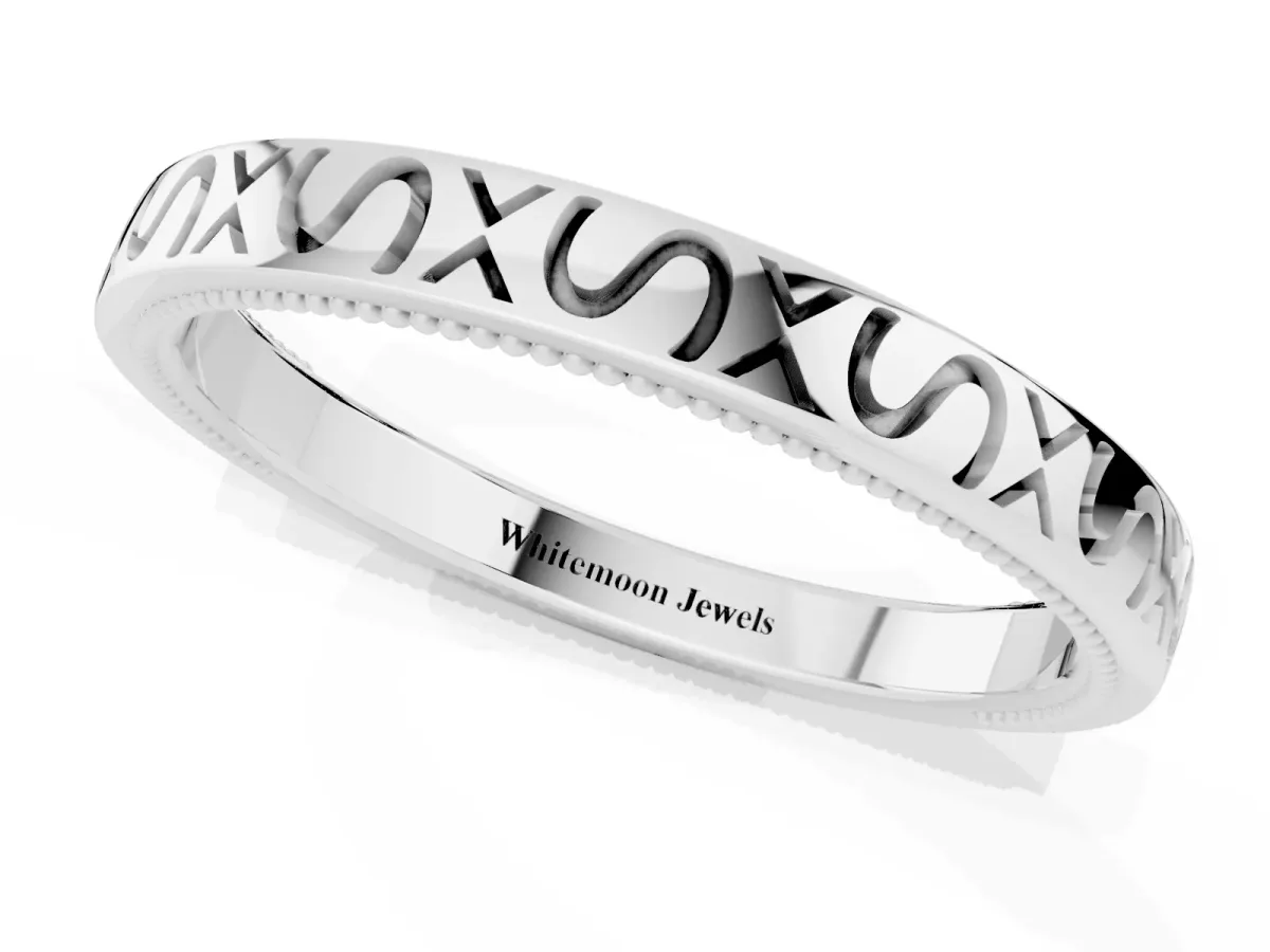 Vintage Engraved Milgrain Band Silver