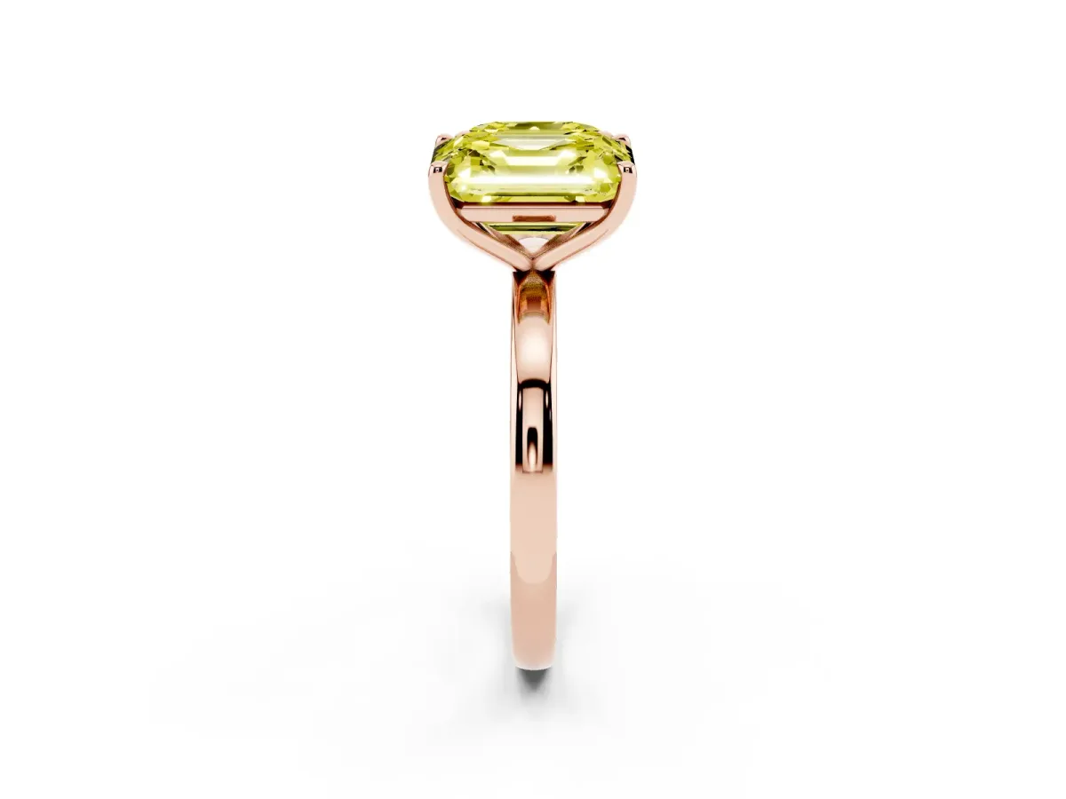 Fancy Yellow Asscher Cut and Emerald Cut Toi Moi Ring with Prong Setting Rose gold