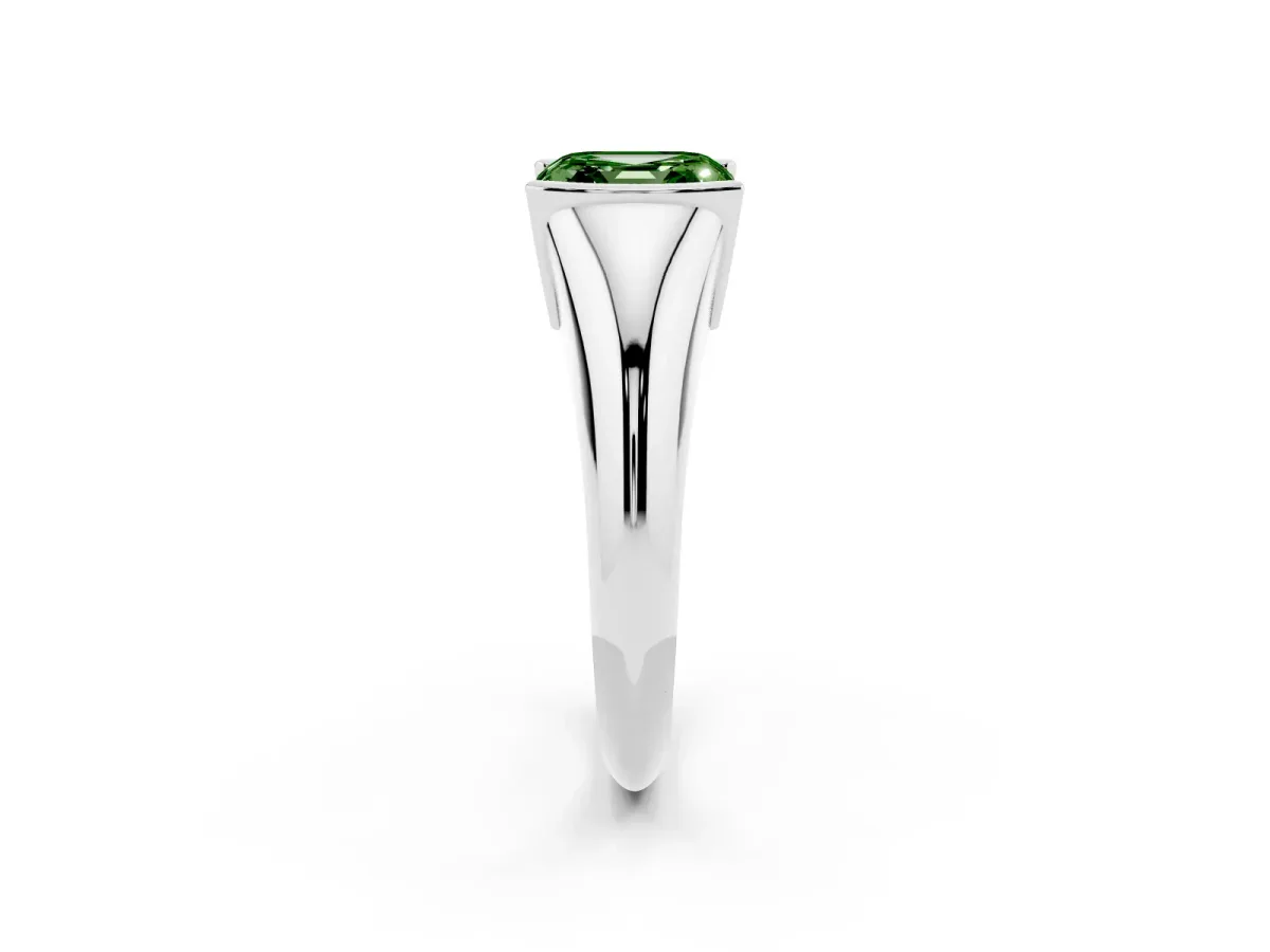 Fancy Green Asscher Cut Solitaire Tension Set Diamond Ring Platinum