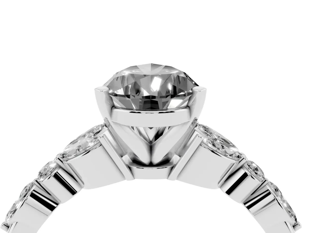 Fancy Black Pear Cut Diamond Solitaire Ring with Side Stones and Four-Prong Setting Platinum