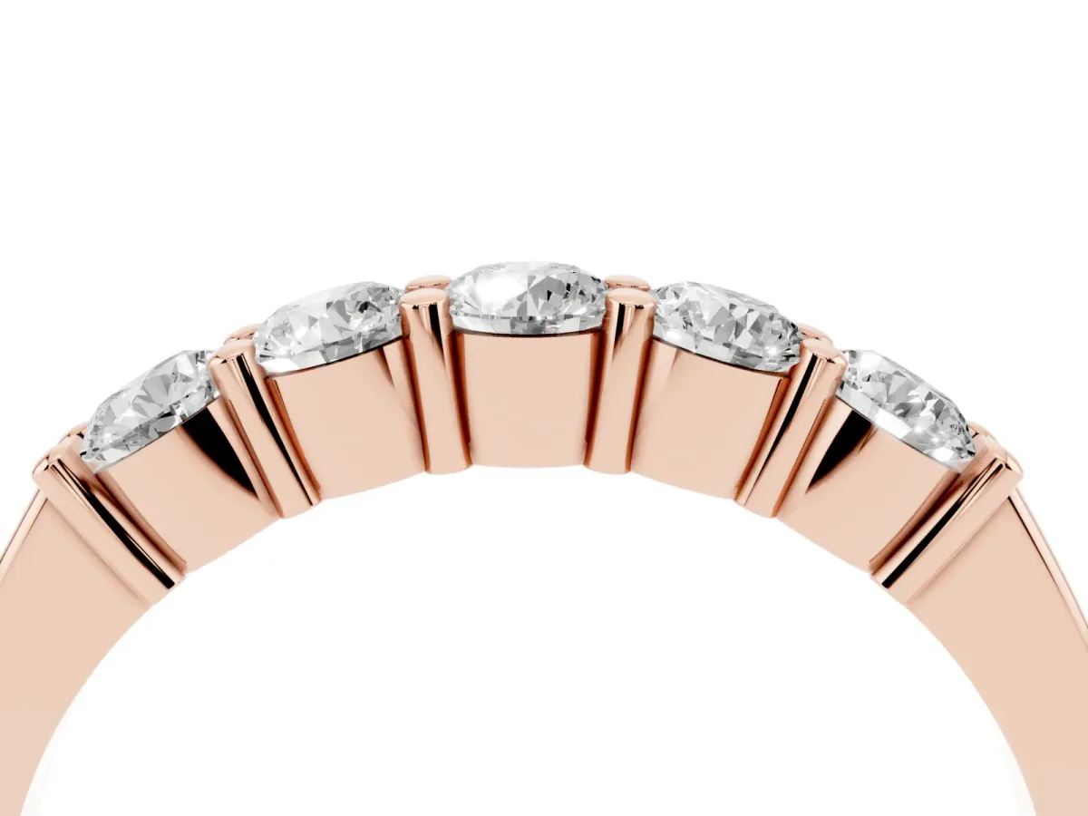 Round Cut Diamond Prong Set Half-Eternity Band Rose gold