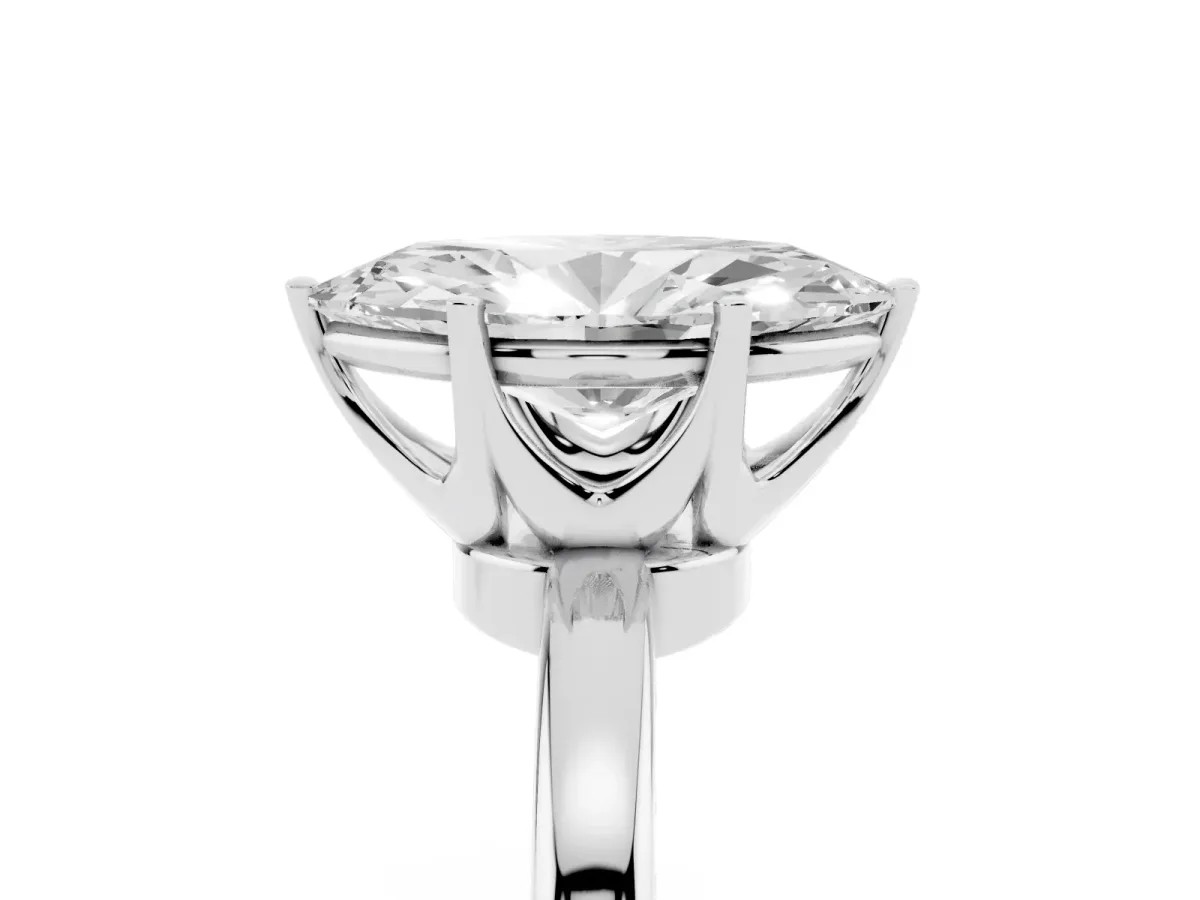 Marquise Cut Solitaire Diamond Ring with Six-Prong Setting on a Classic Band Silver